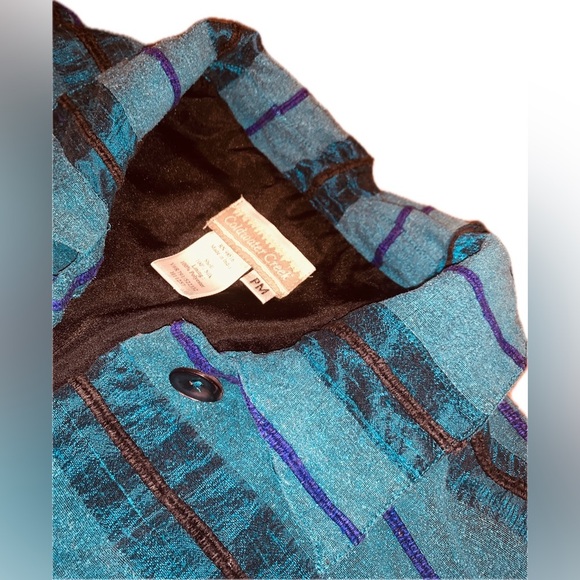 Vintage Coldwater Creek Silk Button Down Teal Hippie Top Jacket Duster M Petite - Picture 4 of 8